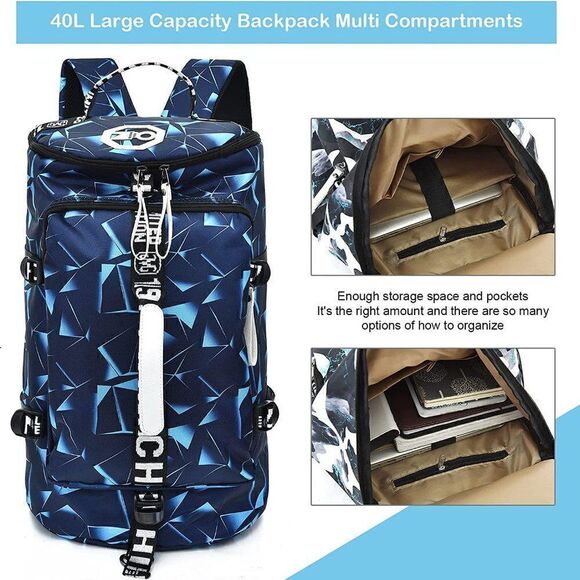 40L Backpack Gym Sport Bag Backpack Duffle Bag Weekender Bag Water-resistant RS1 - Picture 1 of 9